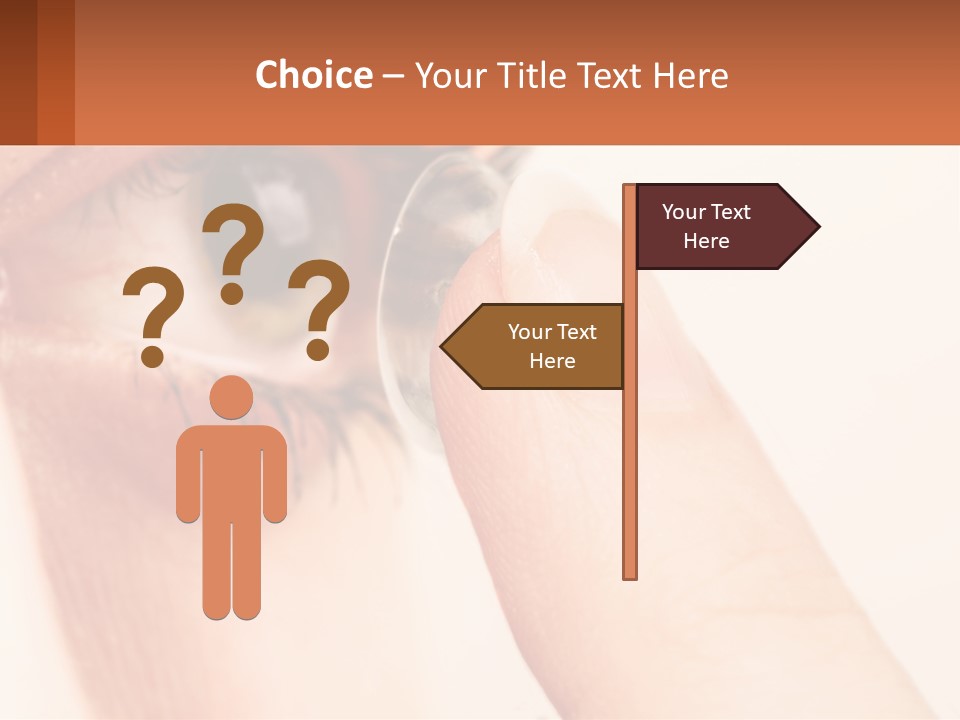 A Person Holding A Contact Lens Up To Their Eye PowerPoint Template