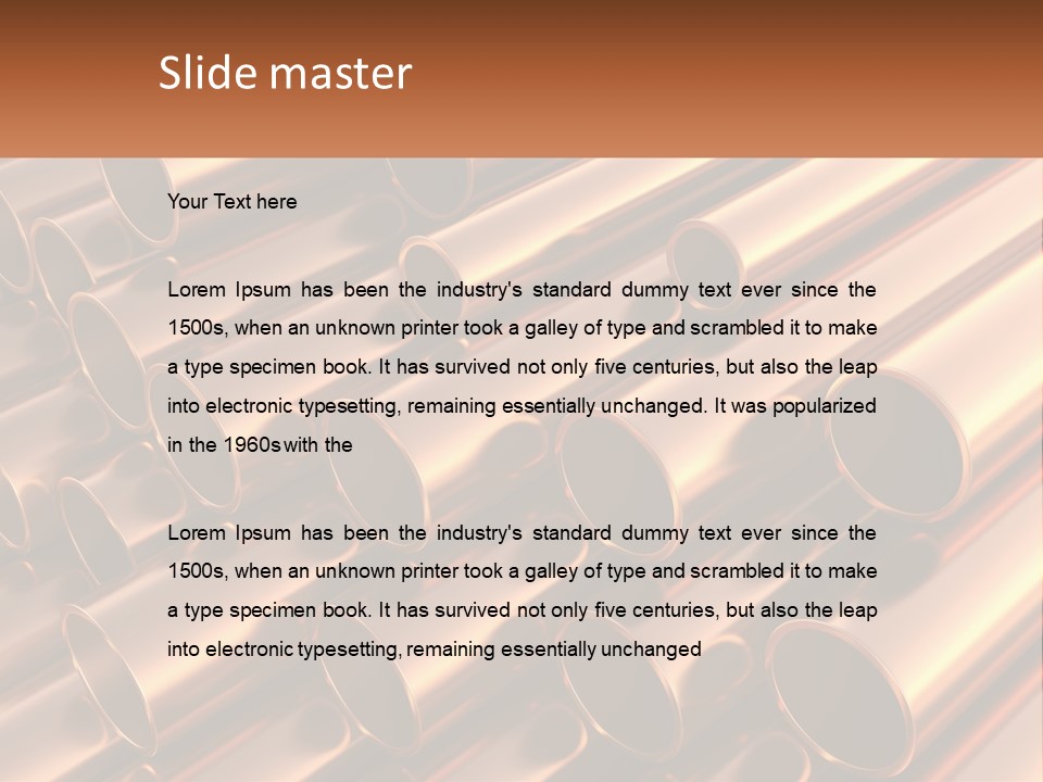 A Group Of Metal Pipes With The Name Of The Company PowerPoint Template