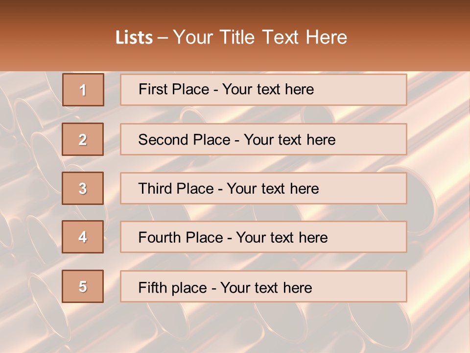 A Group Of Metal Pipes With The Name Of The Company PowerPoint Template