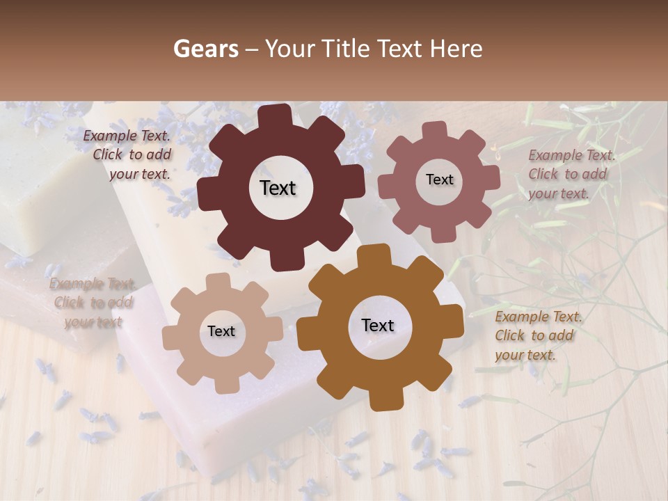 Soaps With Lavender Flowers On A Wooden Table PowerPoint Template