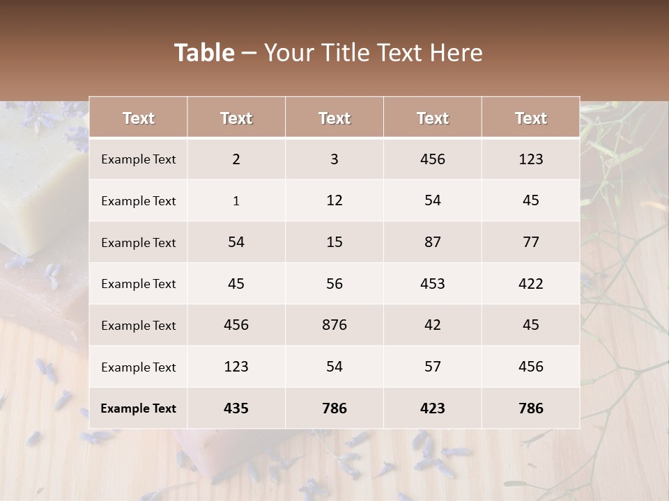 Soaps With Lavender Flowers On A Wooden Table PowerPoint Template