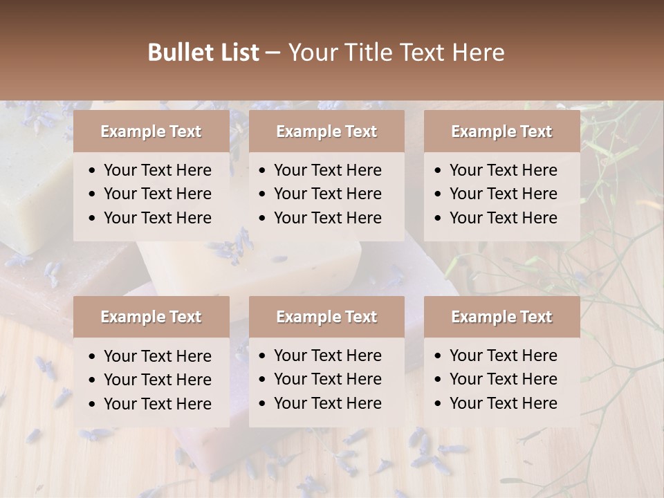 Soaps With Lavender Flowers On A Wooden Table PowerPoint Template