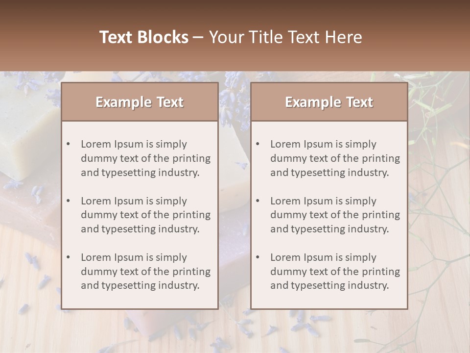 Soaps With Lavender Flowers On A Wooden Table PowerPoint Template