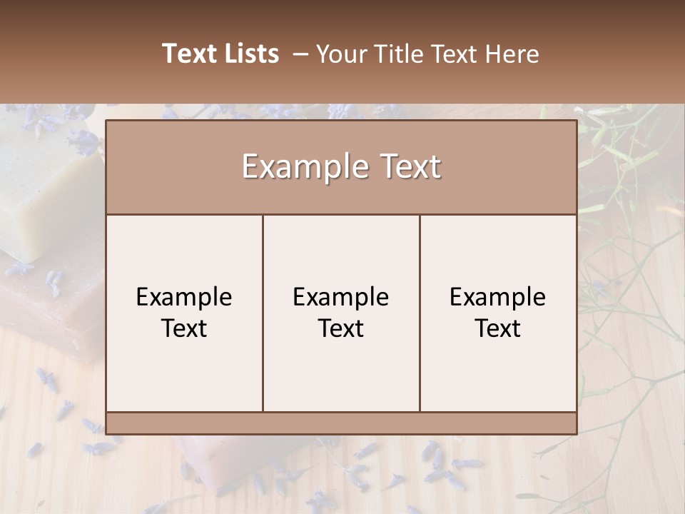 Soaps With Lavender Flowers On A Wooden Table PowerPoint Template