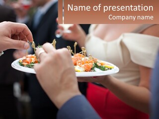 A Group Of People Holding A Plate Of Food PowerPoint Template