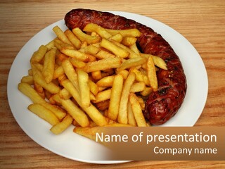 A Plate Of French Fries And A Hot Dog On A Plate PowerPoint Template
