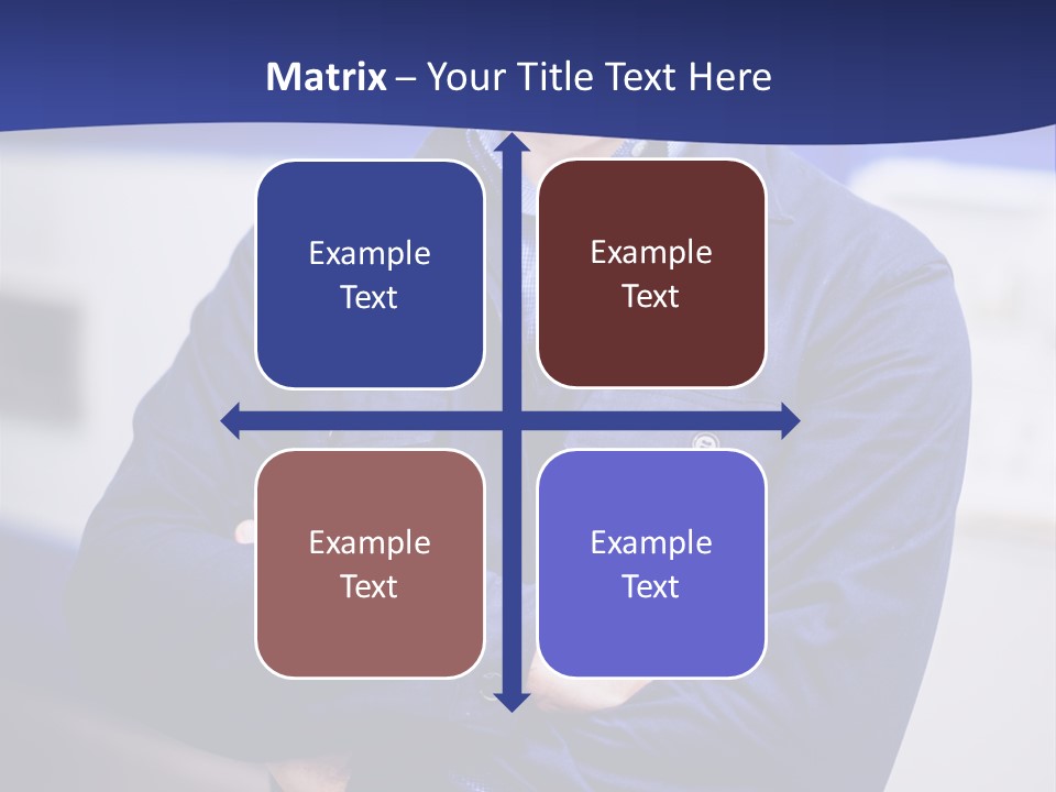 A Man In A Blue Uniform Is Standing With His Arms Crossed PowerPoint Template