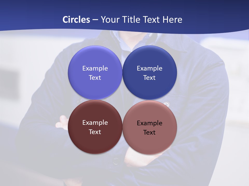 A Man In A Blue Uniform Is Standing With His Arms Crossed PowerPoint Template