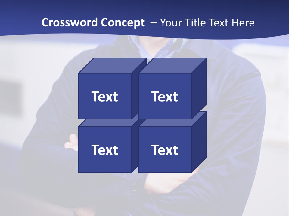 A Man In A Blue Uniform Is Standing With His Arms Crossed PowerPoint Template