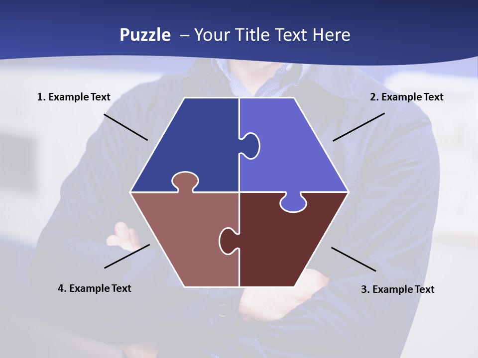 A Man In A Blue Uniform Is Standing With His Arms Crossed PowerPoint Template