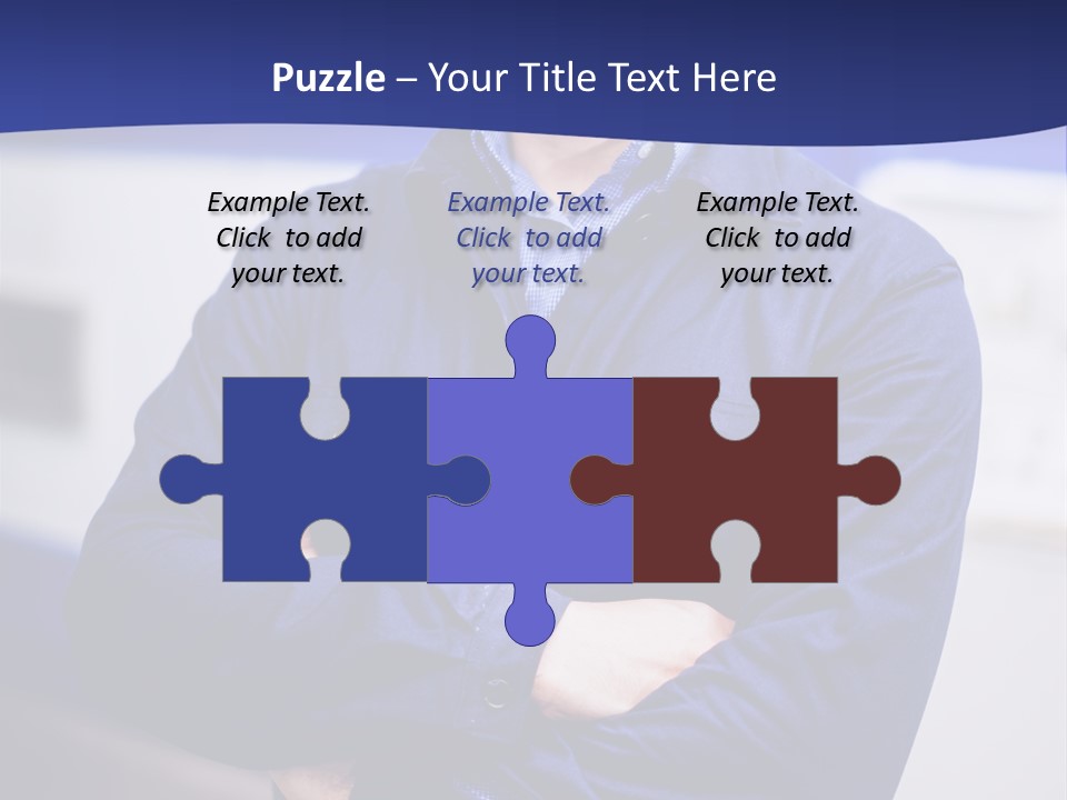 A Man In A Blue Uniform Is Standing With His Arms Crossed PowerPoint Template