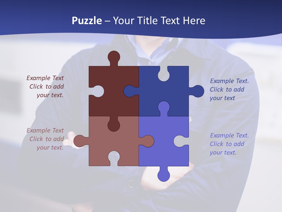 A Man In A Blue Uniform Is Standing With His Arms Crossed PowerPoint Template