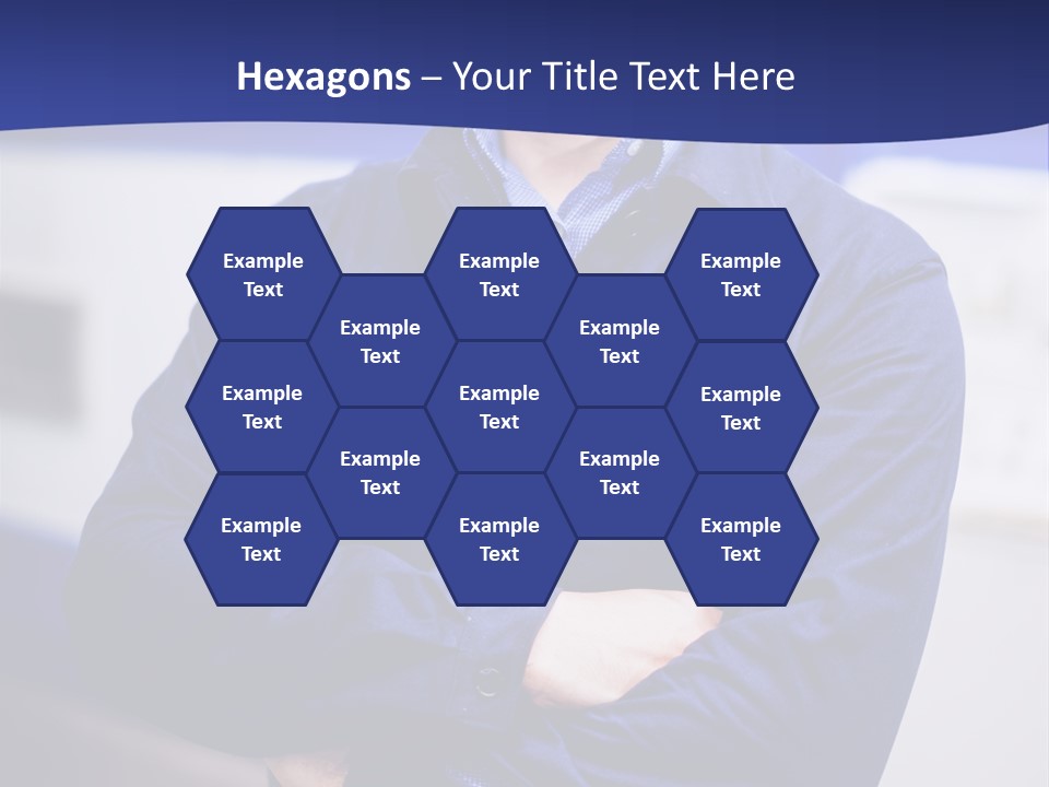 A Man In A Blue Uniform Is Standing With His Arms Crossed PowerPoint Template