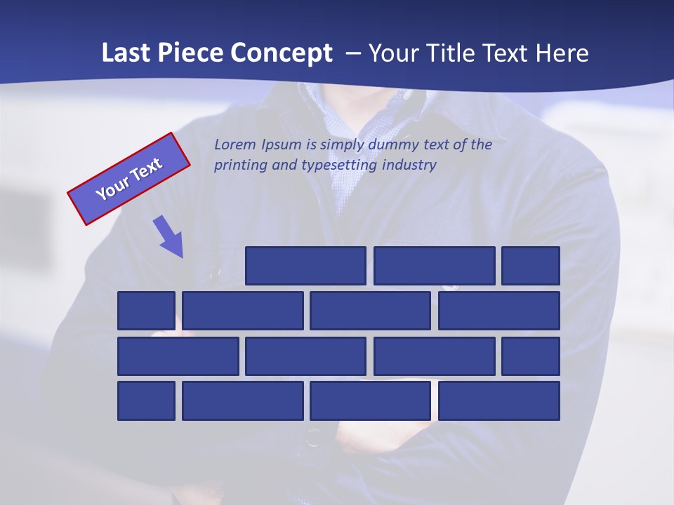 A Man In A Blue Uniform Is Standing With His Arms Crossed PowerPoint Template