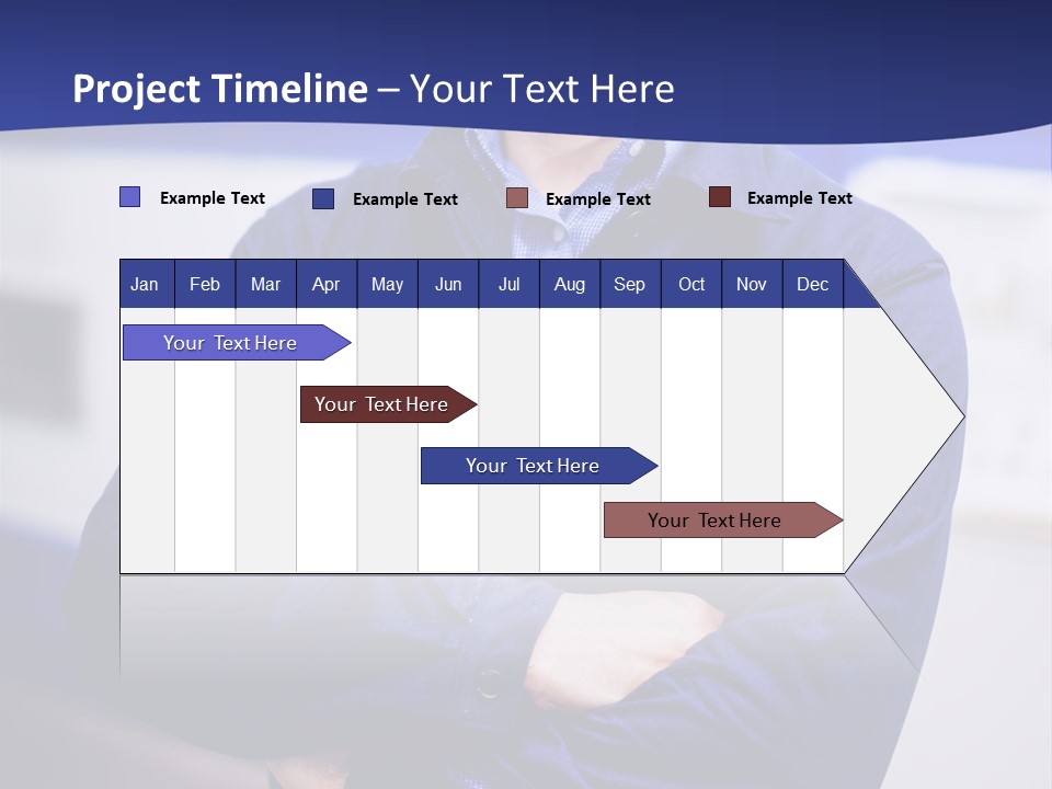 A Man In A Blue Uniform Is Standing With His Arms Crossed PowerPoint Template