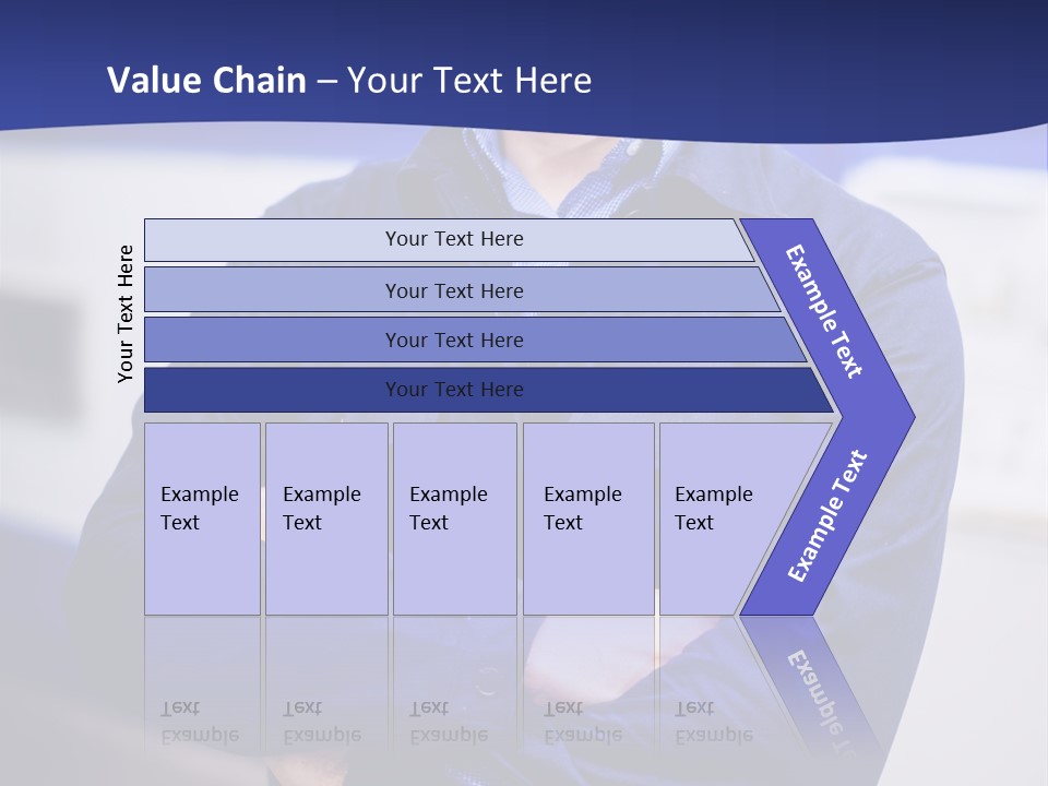 A Man In A Blue Uniform Is Standing With His Arms Crossed PowerPoint Template
