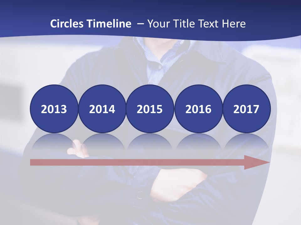 A Man In A Blue Uniform Is Standing With His Arms Crossed PowerPoint Template