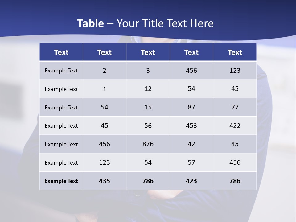 A Man In A Blue Uniform Is Standing With His Arms Crossed PowerPoint Template