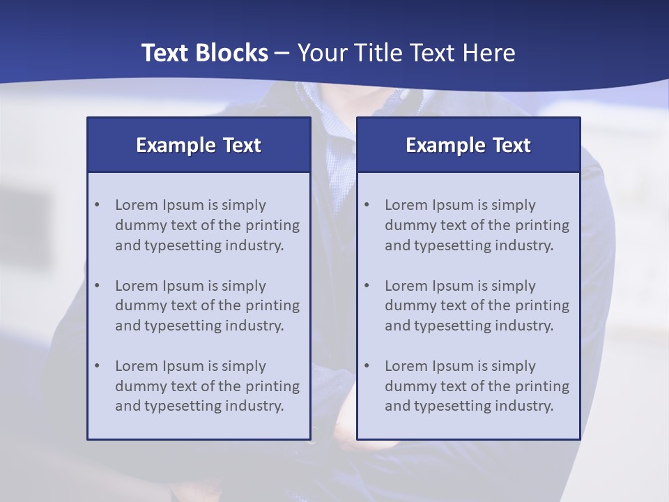 A Man In A Blue Uniform Is Standing With His Arms Crossed PowerPoint Template