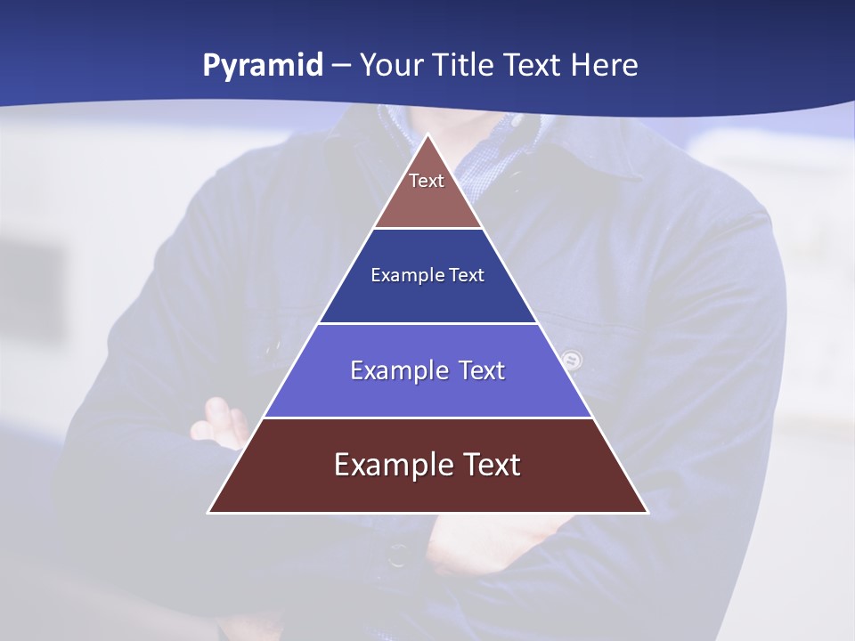 A Man In A Blue Uniform Is Standing With His Arms Crossed PowerPoint Template