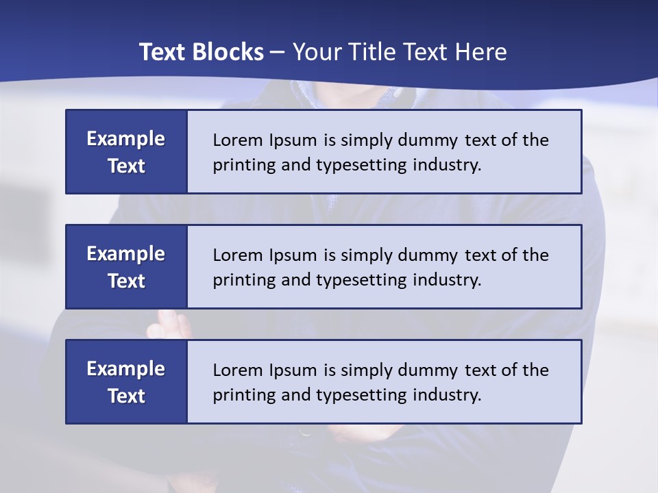 A Man In A Blue Uniform Is Standing With His Arms Crossed PowerPoint Template