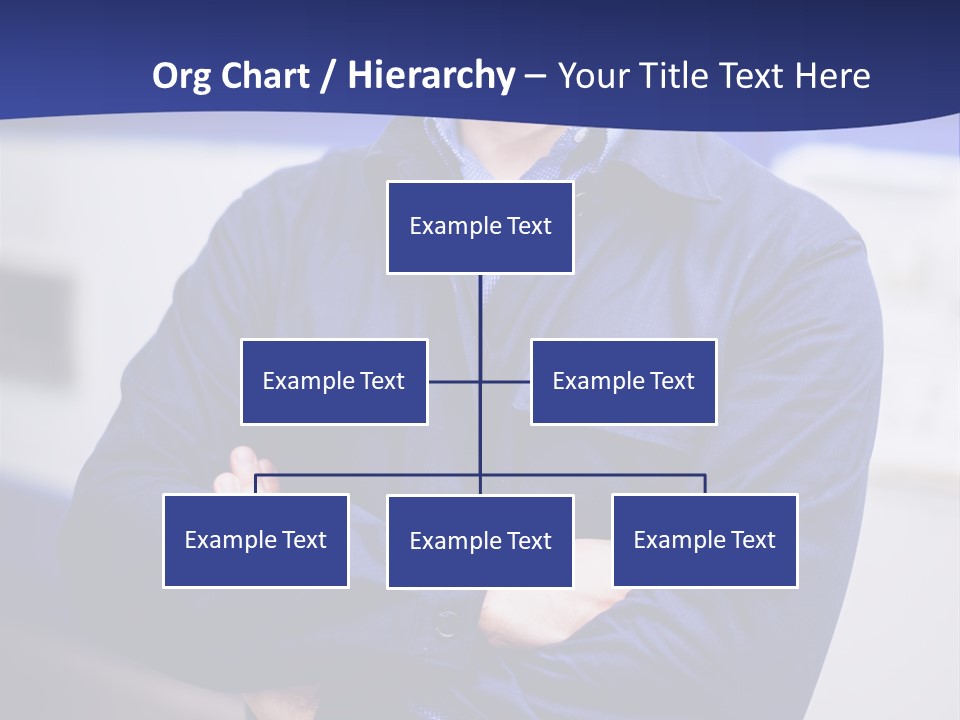 A Man In A Blue Uniform Is Standing With His Arms Crossed PowerPoint Template