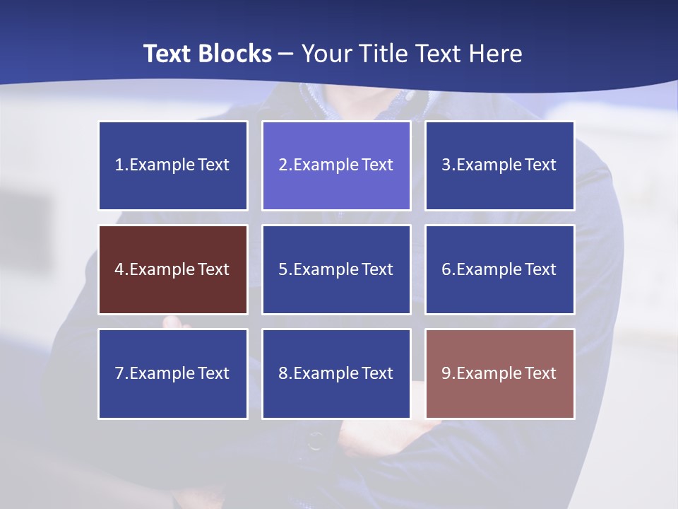 A Man In A Blue Uniform Is Standing With His Arms Crossed PowerPoint Template