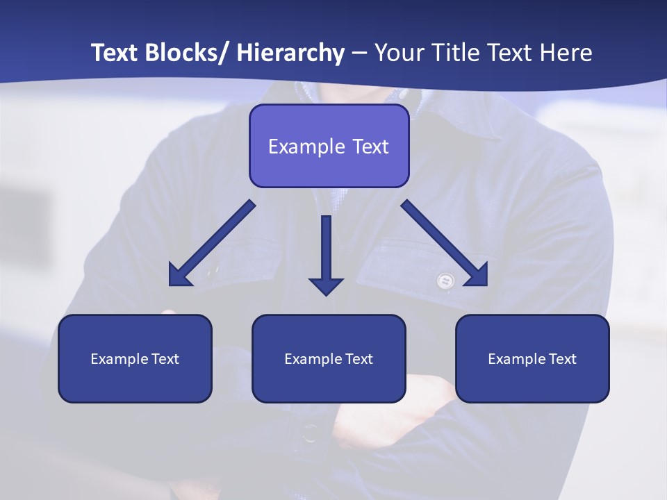 A Man In A Blue Uniform Is Standing With His Arms Crossed PowerPoint Template