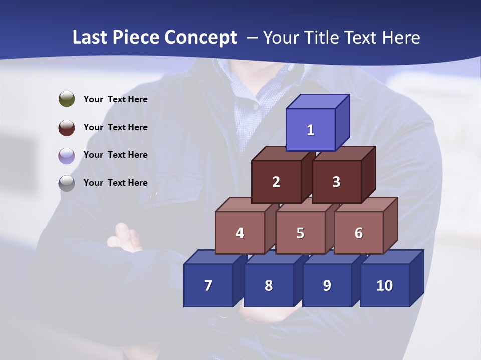 A Man In A Blue Uniform Is Standing With His Arms Crossed PowerPoint Template