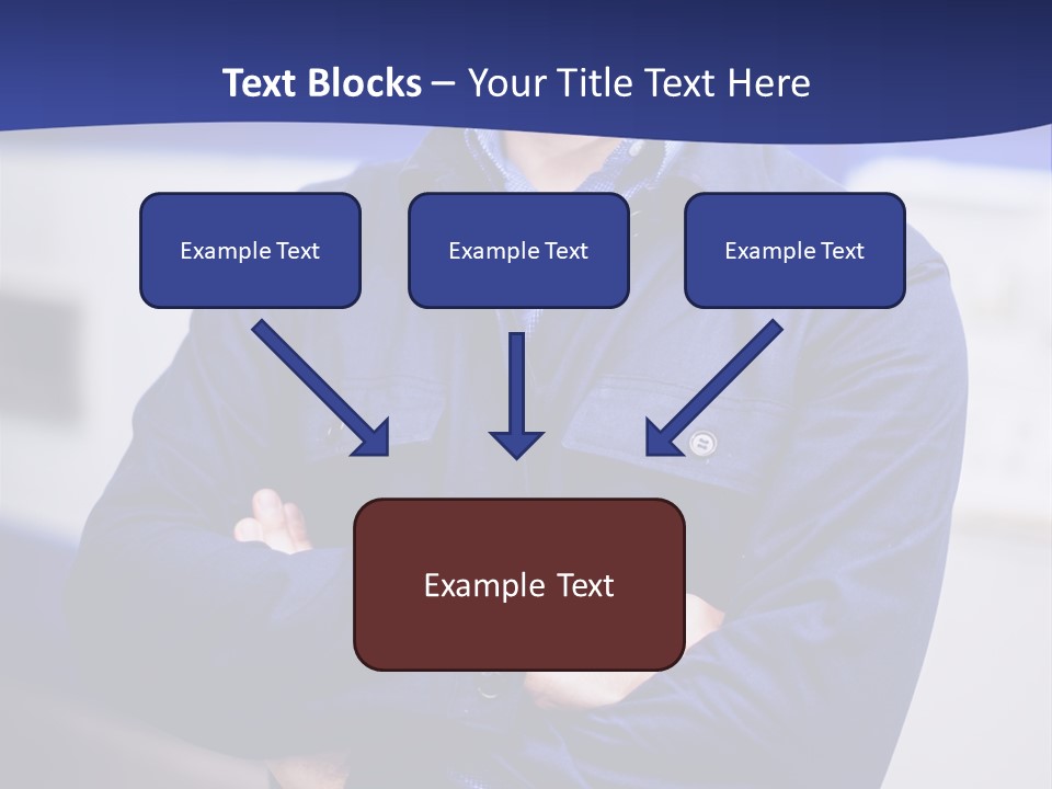 A Man In A Blue Uniform Is Standing With His Arms Crossed PowerPoint Template