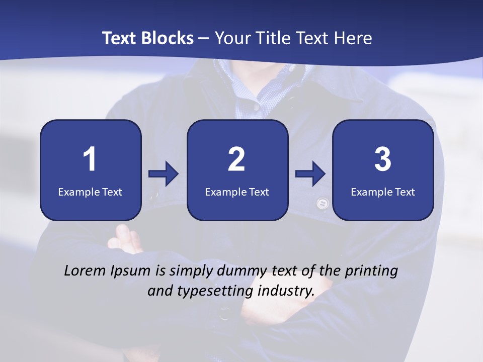 A Man In A Blue Uniform Is Standing With His Arms Crossed PowerPoint Template