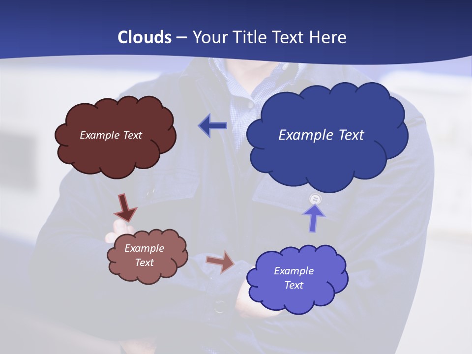 A Man In A Blue Uniform Is Standing With His Arms Crossed PowerPoint Template