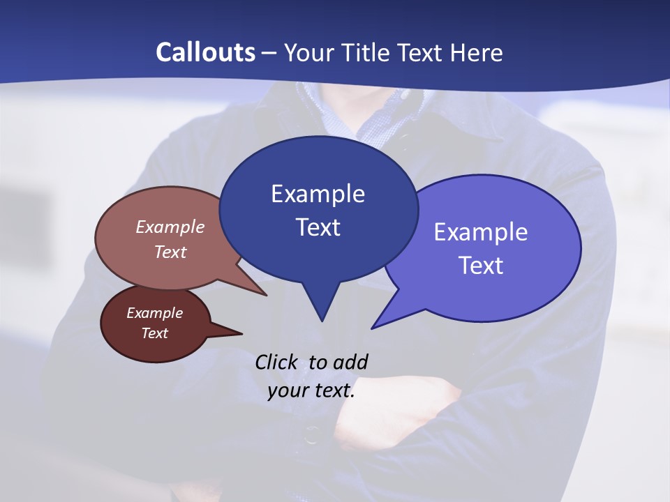 A Man In A Blue Uniform Is Standing With His Arms Crossed PowerPoint Template