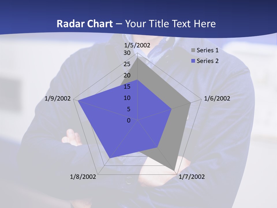 A Man In A Blue Uniform Is Standing With His Arms Crossed PowerPoint Template
