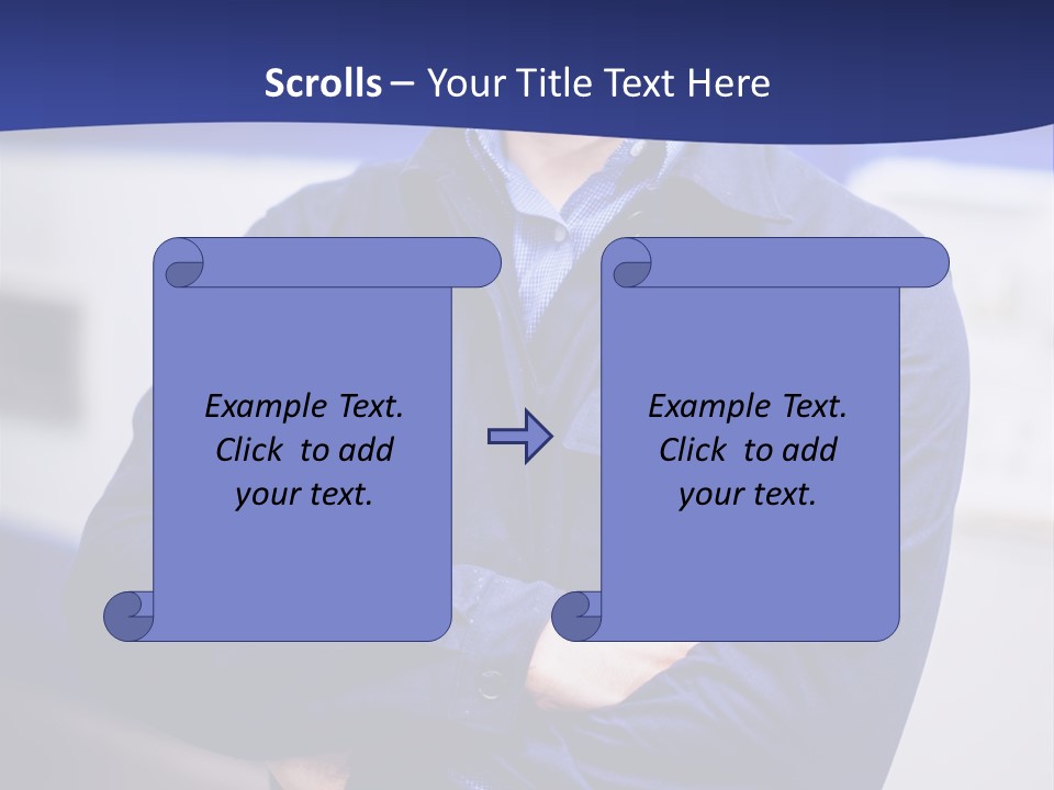 A Man In A Blue Uniform Is Standing With His Arms Crossed PowerPoint Template