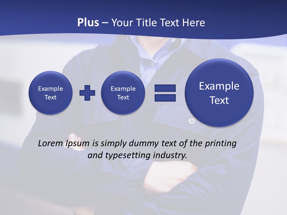 A Man In A Blue Uniform Is Standing With His Arms Crossed PowerPoint Template
