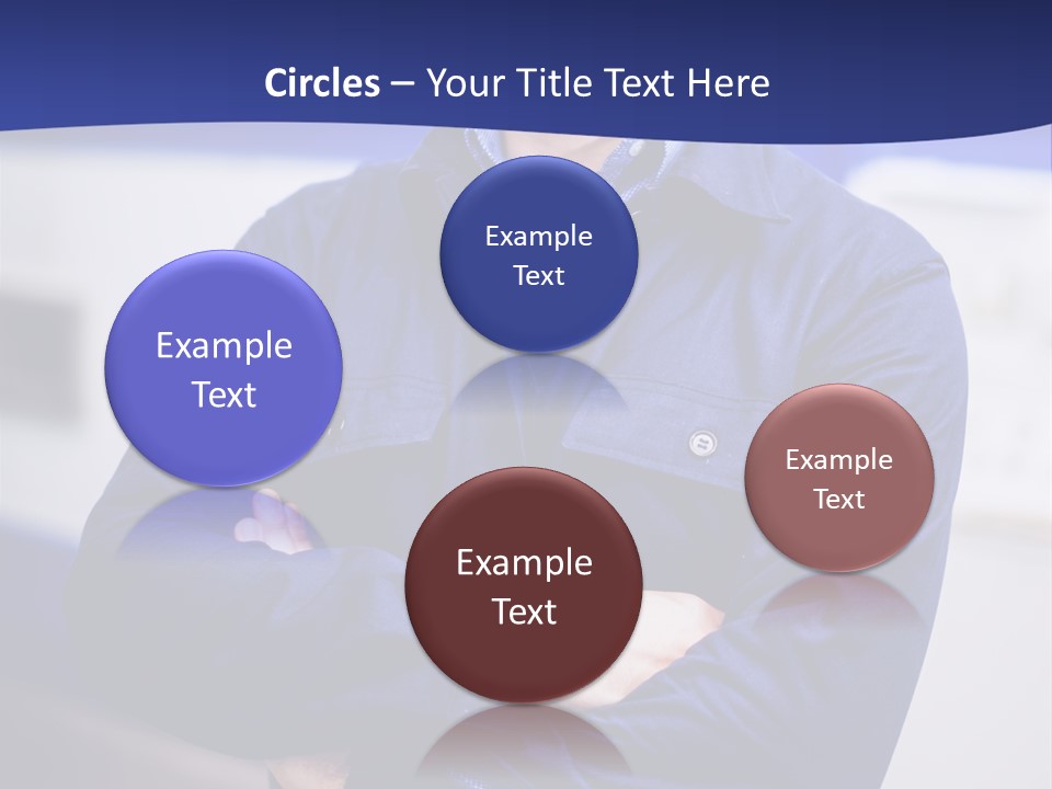 A Man In A Blue Uniform Is Standing With His Arms Crossed PowerPoint Template