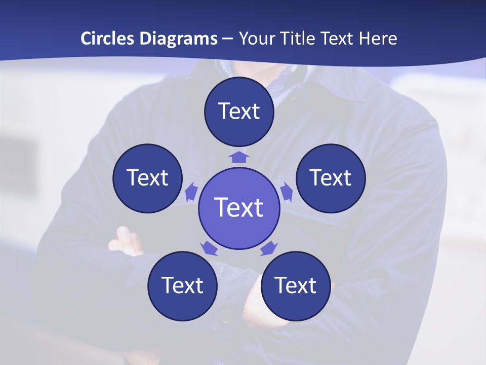 A Man In A Blue Uniform Is Standing With His Arms Crossed PowerPoint Template