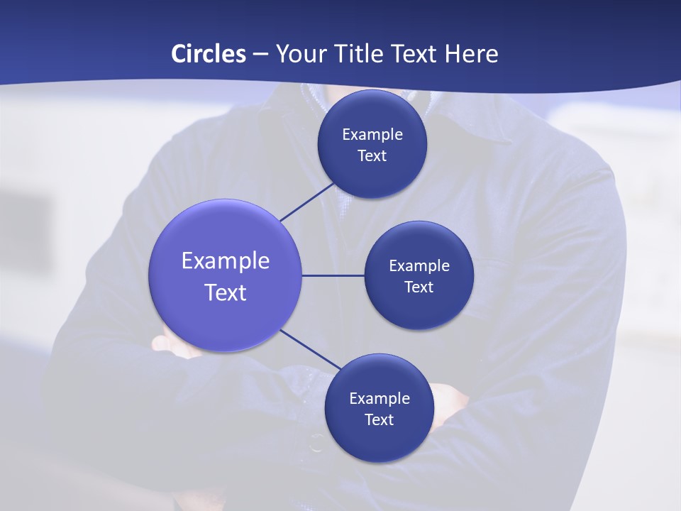 A Man In A Blue Uniform Is Standing With His Arms Crossed PowerPoint Template