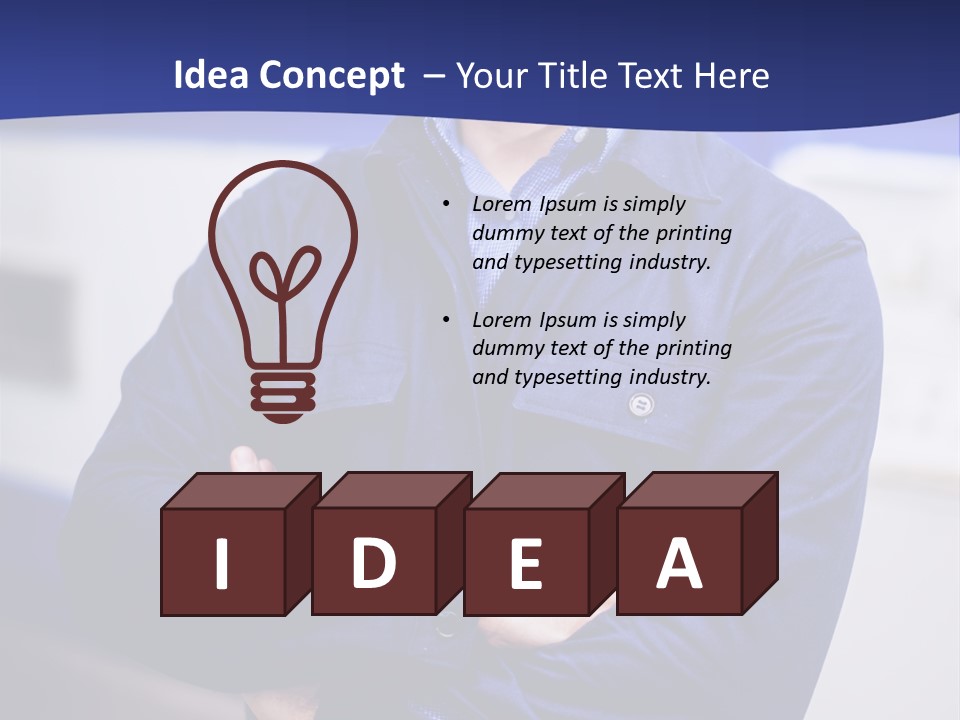 A Man In A Blue Uniform Is Standing With His Arms Crossed PowerPoint Template