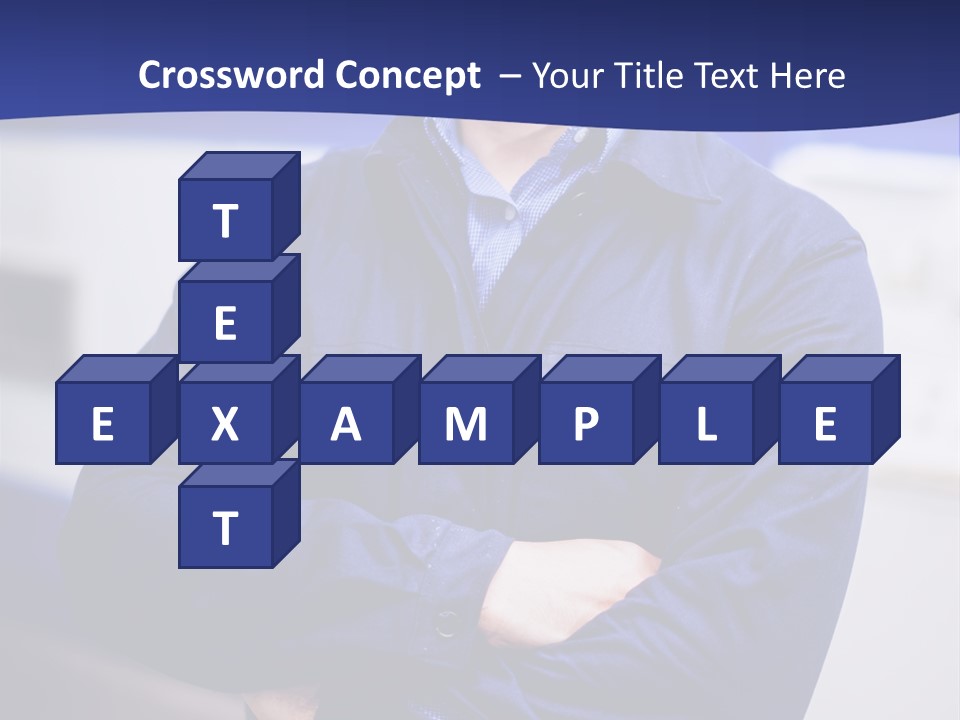 A Man In A Blue Uniform Is Standing With His Arms Crossed PowerPoint Template