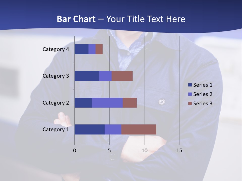 A Man In A Blue Uniform Is Standing With His Arms Crossed PowerPoint Template