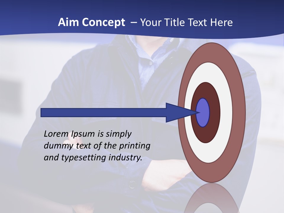 A Man In A Blue Uniform Is Standing With His Arms Crossed PowerPoint Template