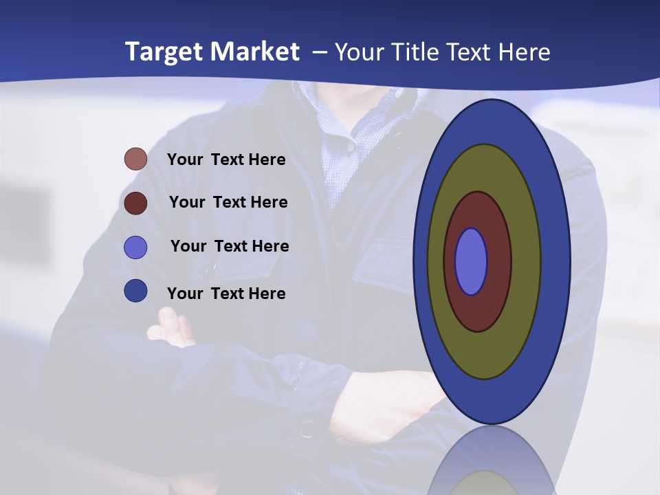 A Man In A Blue Uniform Is Standing With His Arms Crossed PowerPoint Template