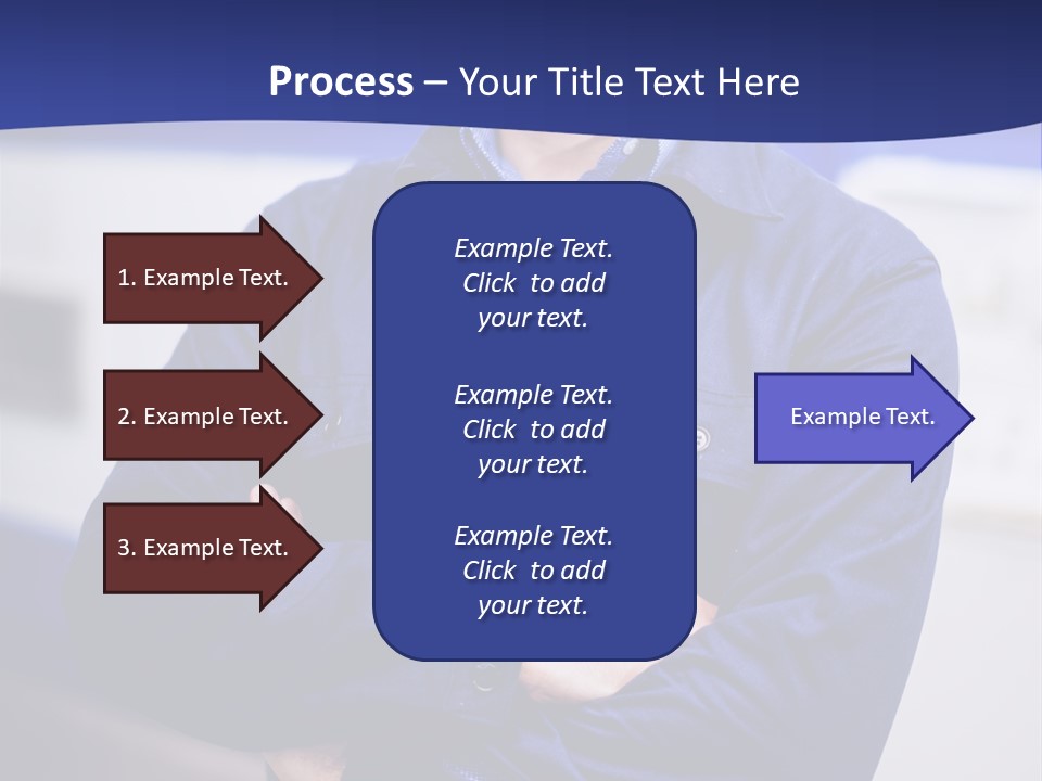 A Man In A Blue Uniform Is Standing With His Arms Crossed PowerPoint Template