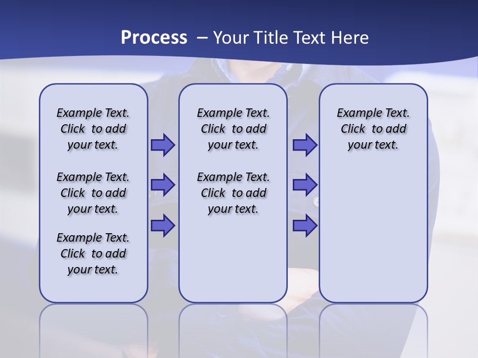 A Man In A Blue Uniform Is Standing With His Arms Crossed PowerPoint Template