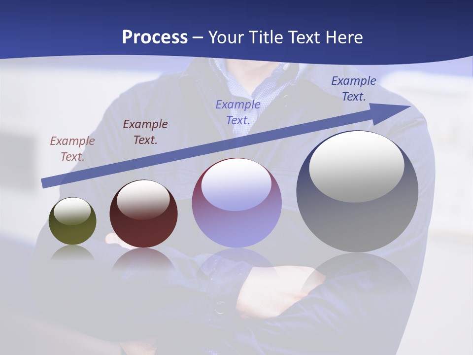 A Man In A Blue Uniform Is Standing With His Arms Crossed PowerPoint Template