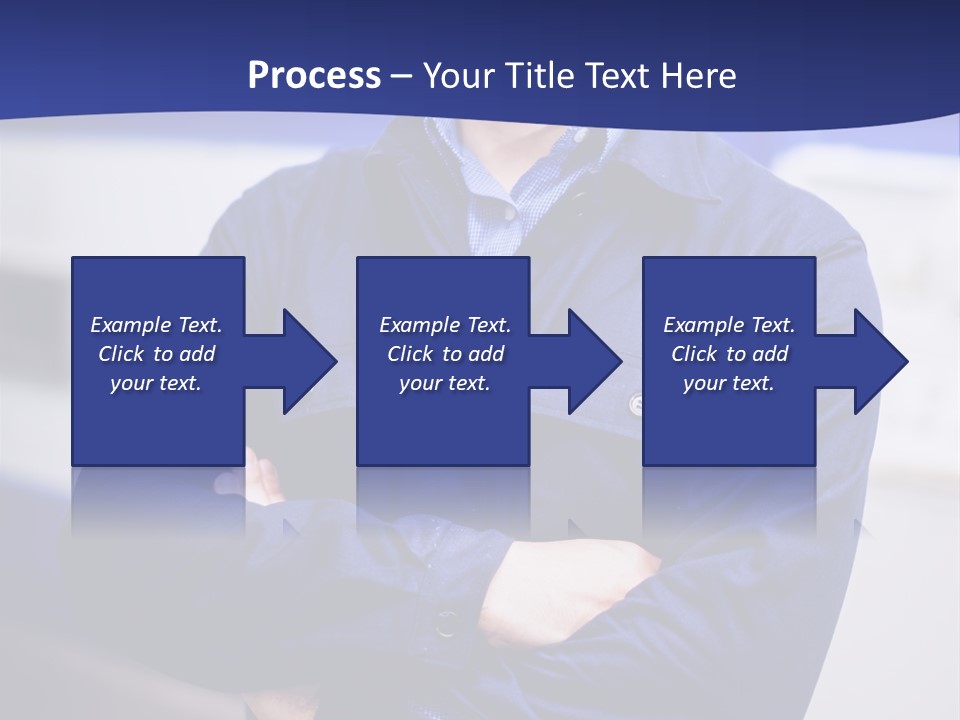 A Man In A Blue Uniform Is Standing With His Arms Crossed PowerPoint Template