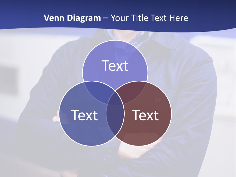 A Man In A Blue Uniform Is Standing With His Arms Crossed PowerPoint Template