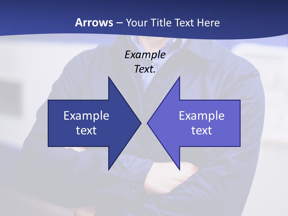 A Man In A Blue Uniform Is Standing With His Arms Crossed PowerPoint Template